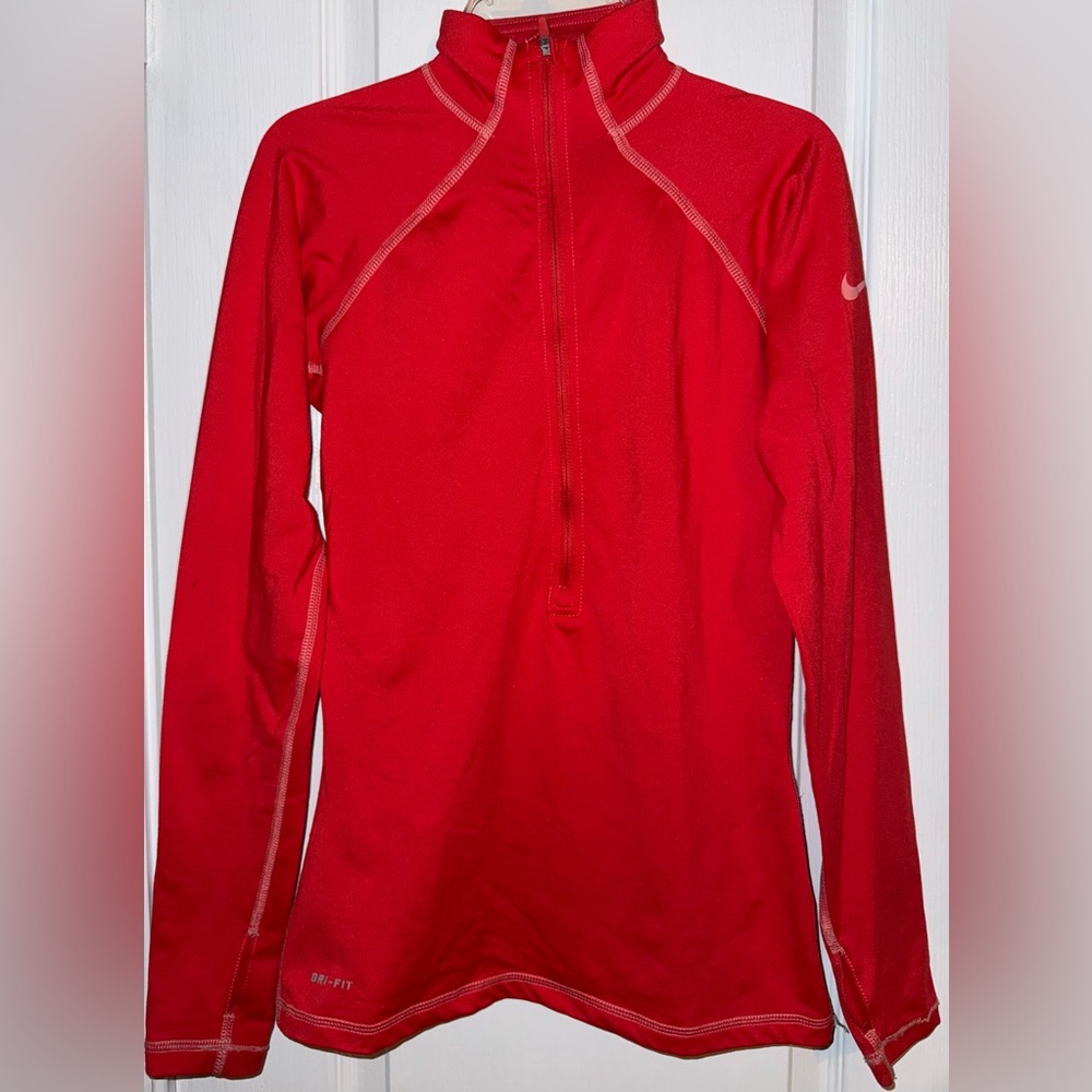 Nike Pro Red Dri-FIT Quarter Zip Pullover Jacket Size S